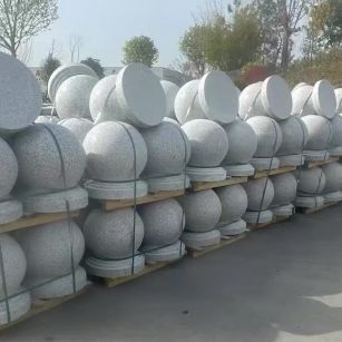 岳阳 白麻花岗岩石材圆球，石球，挡车球，隔离球，景观石球，风水球等