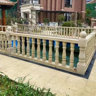 岳阳黄金麻花岗岩石材栏杆，扶手，将军柱，花瓶柱