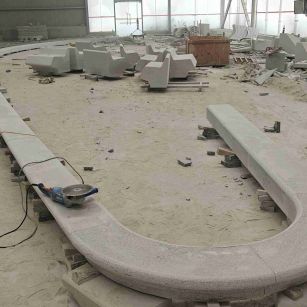 岳阳 芝麻白花岗岩弧形花坛石，坐凳石