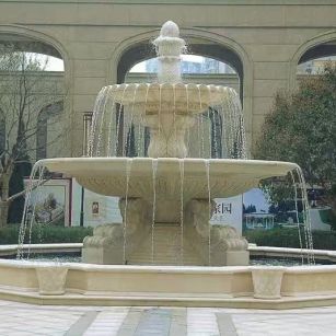 岳阳 黄金麻花岗岩异型加工——户外庭院石雕流水喷泉