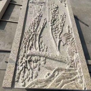 岳阳 黄金麻雕刻板浮雕迎客松