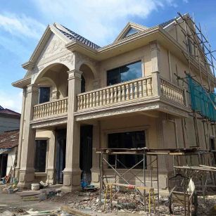 岳阳 黄金麻花岗岩石材私人别墅雕花门楼柱阳台栏杆