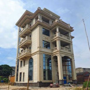 岳阳 黄金麻花岗岩石材别墅外墙干挂搭配（雕花栏杆花瓶柱门楼罗马柱）