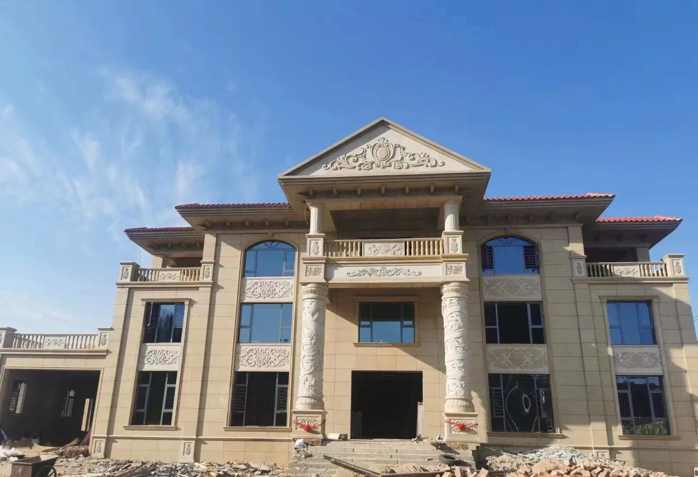 岳阳 黄金麻花岗岩别墅外墙干挂