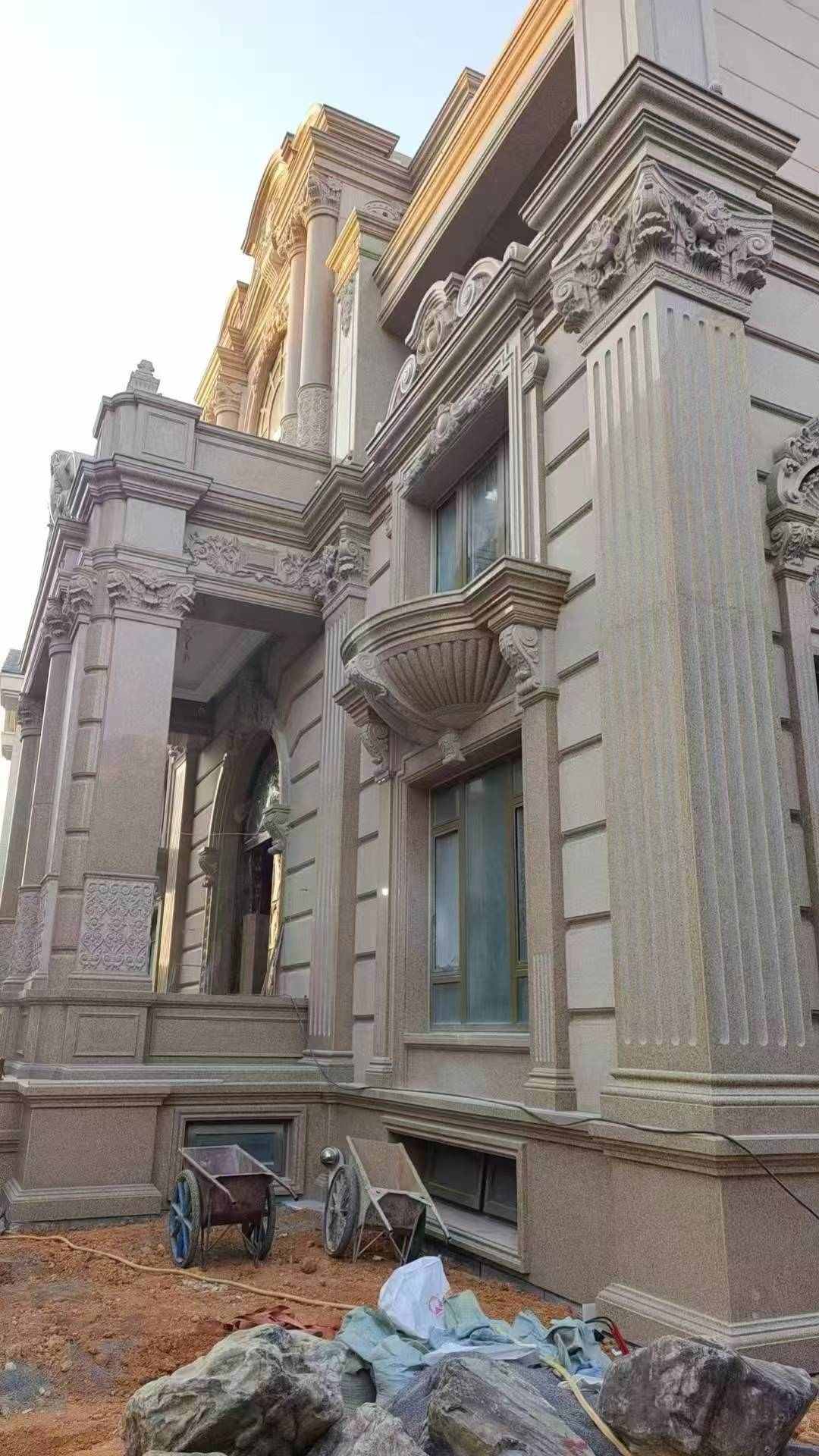 岳阳 黄金麻花岗岩光面别墅外墙干挂施工完成