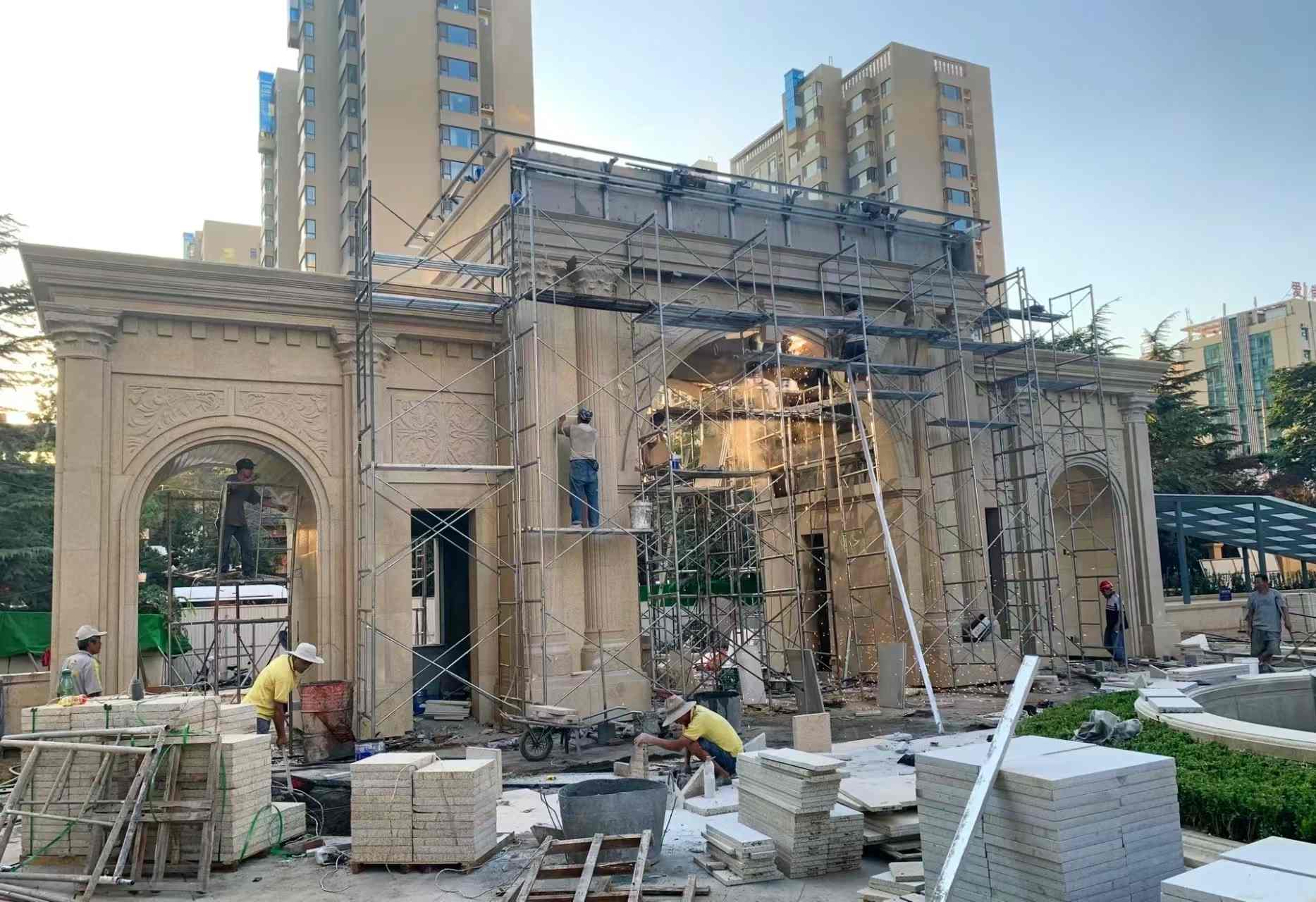 岳阳 黄金麻荔枝面花岗岩小区门楼外墙干挂