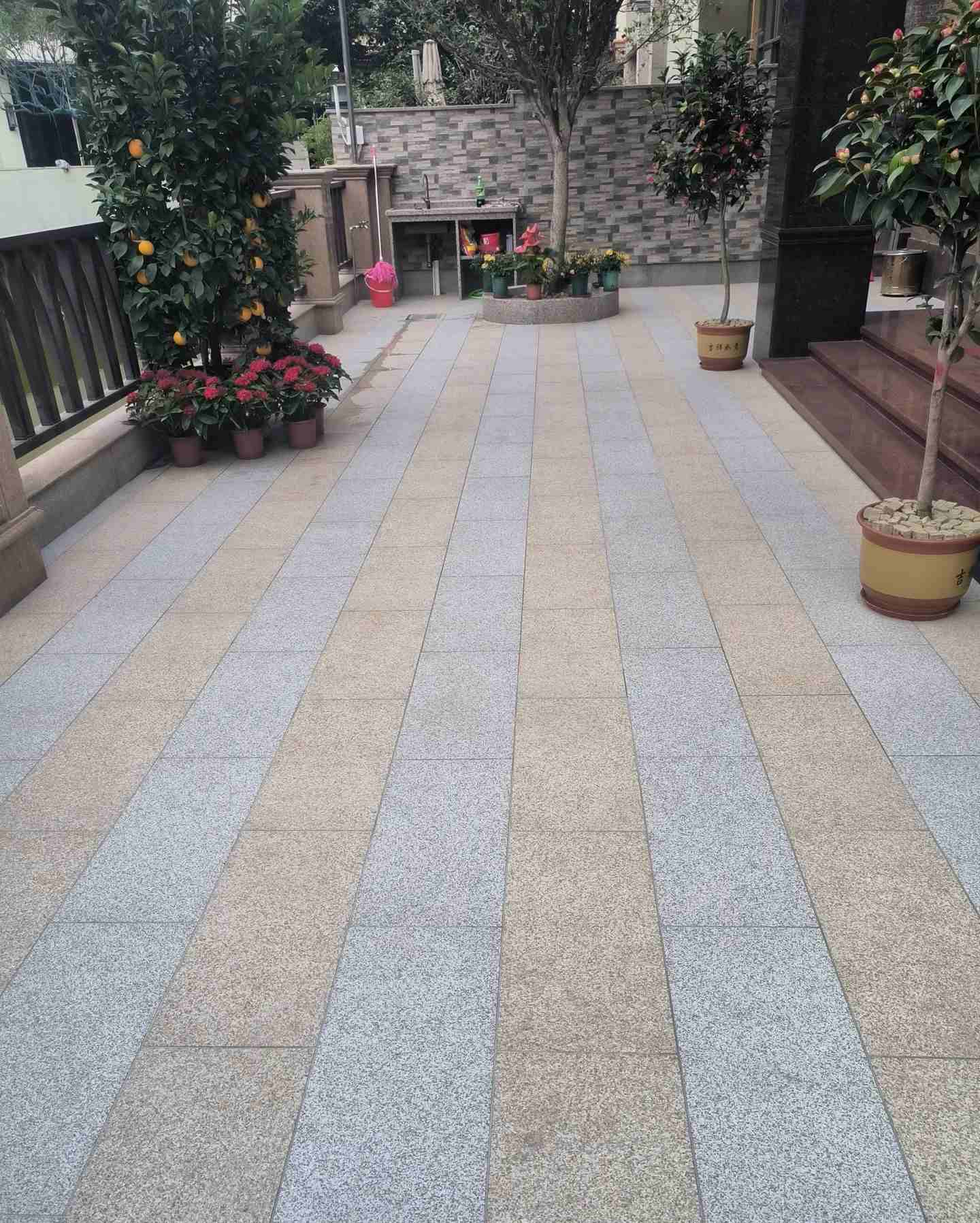 岳阳 黄金麻白麻荔枝面庭院铺装展示